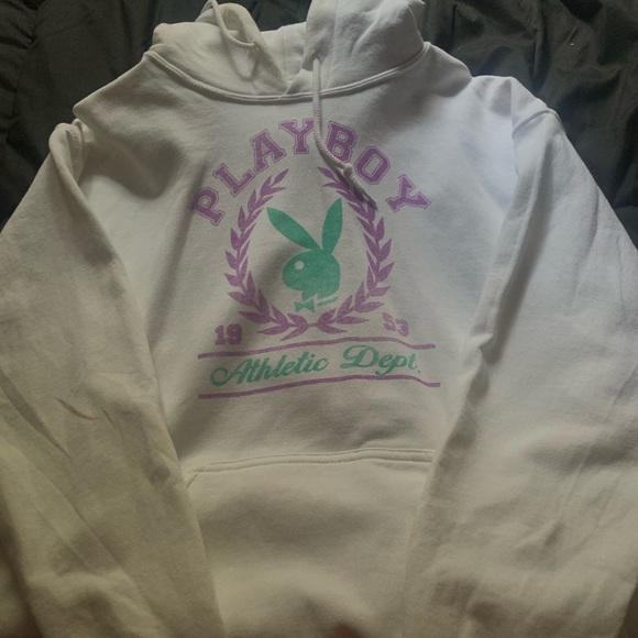 Play boy athletic limited addition hoodie, color white. Size medium - Picture 2 of 3